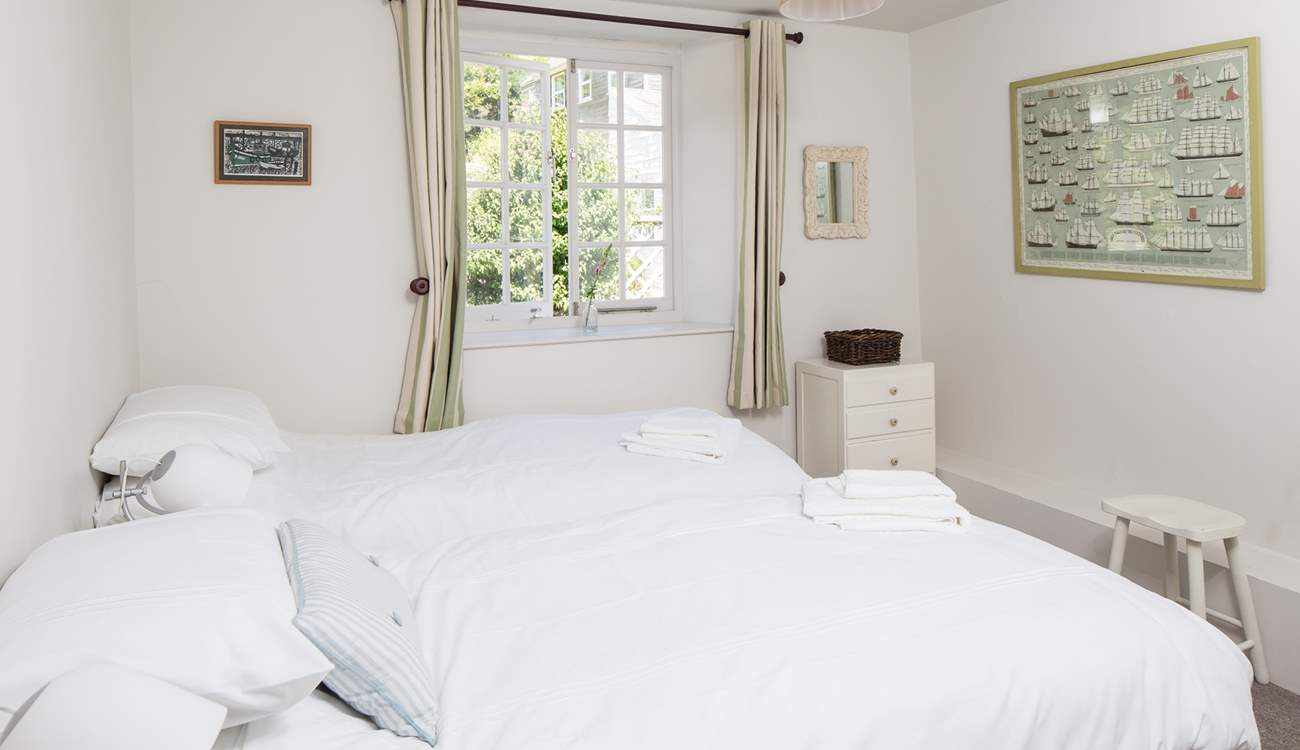 Bedroom 2, the master bedroom, has a 6ft 'zip and link' bed which can be made up as twin beds as seen here.