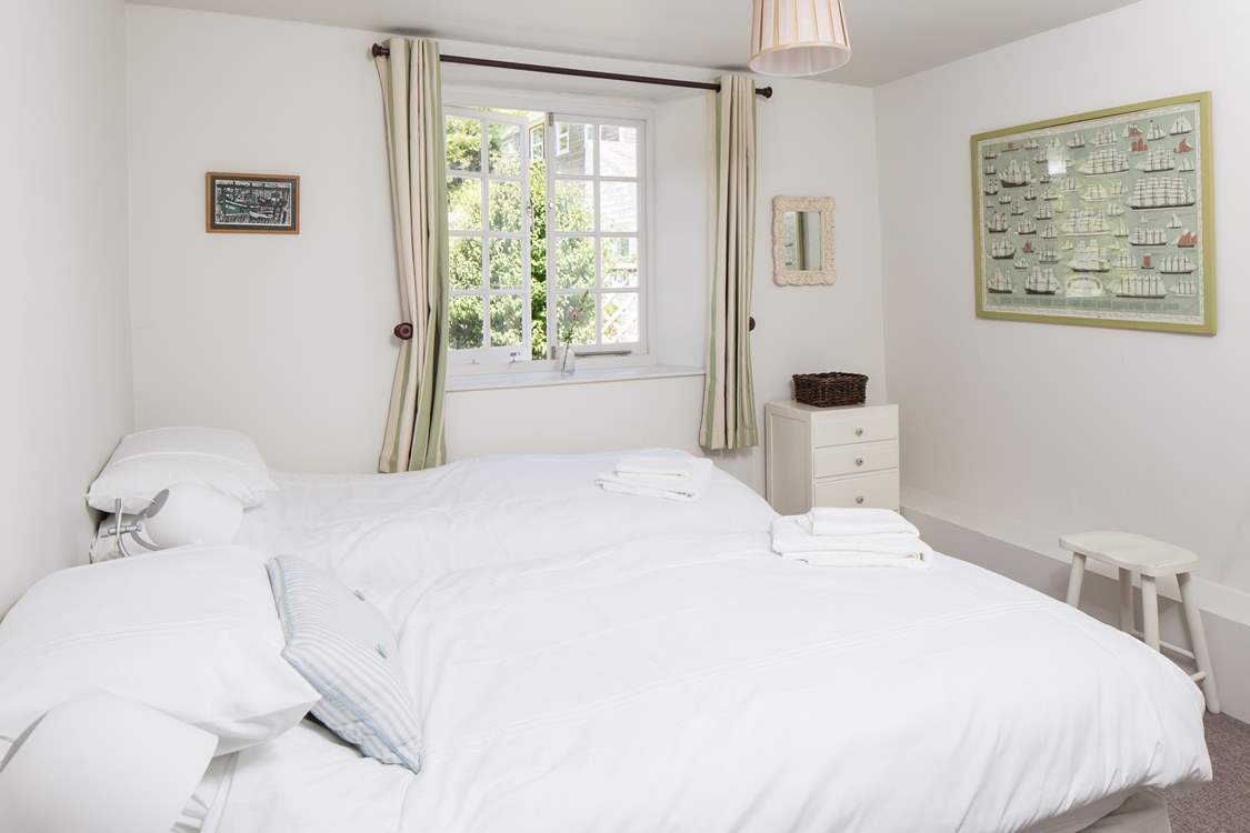 Bedroom 2, the master bedroom, has a 6ft 'zip and link' bed which can be made up as twin beds as seen here.