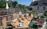 Breakfast on the terrace, what better start to a day with a view across to Lyme Bay and Monmouth beach. - Thumbnail Image