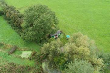 An aerial shot showing just how wonderful this get-away-from-it-all location is.