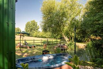 Soak in the hot tub watching and listening to the sounds of the countryside.