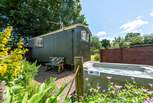 Lamb's Tale is a delightful shepherd's hut, set in its own enclosed paddock with a hot tub.