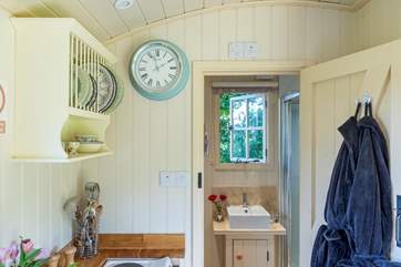 Looking towards the en suite - the lovely owner even provides robes for when you are popping to and from the hot tub.