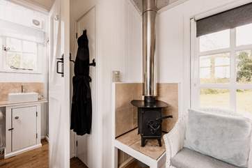 The wood-burner will keep you toasty, no matter the season.