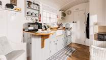 The gorgeous kitchen has everything you'll need and more for a wonderful getaway.
