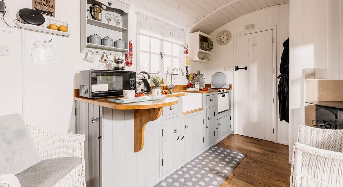 The gorgeous kitchen has everything you'll need and more for a wonderful getaway.