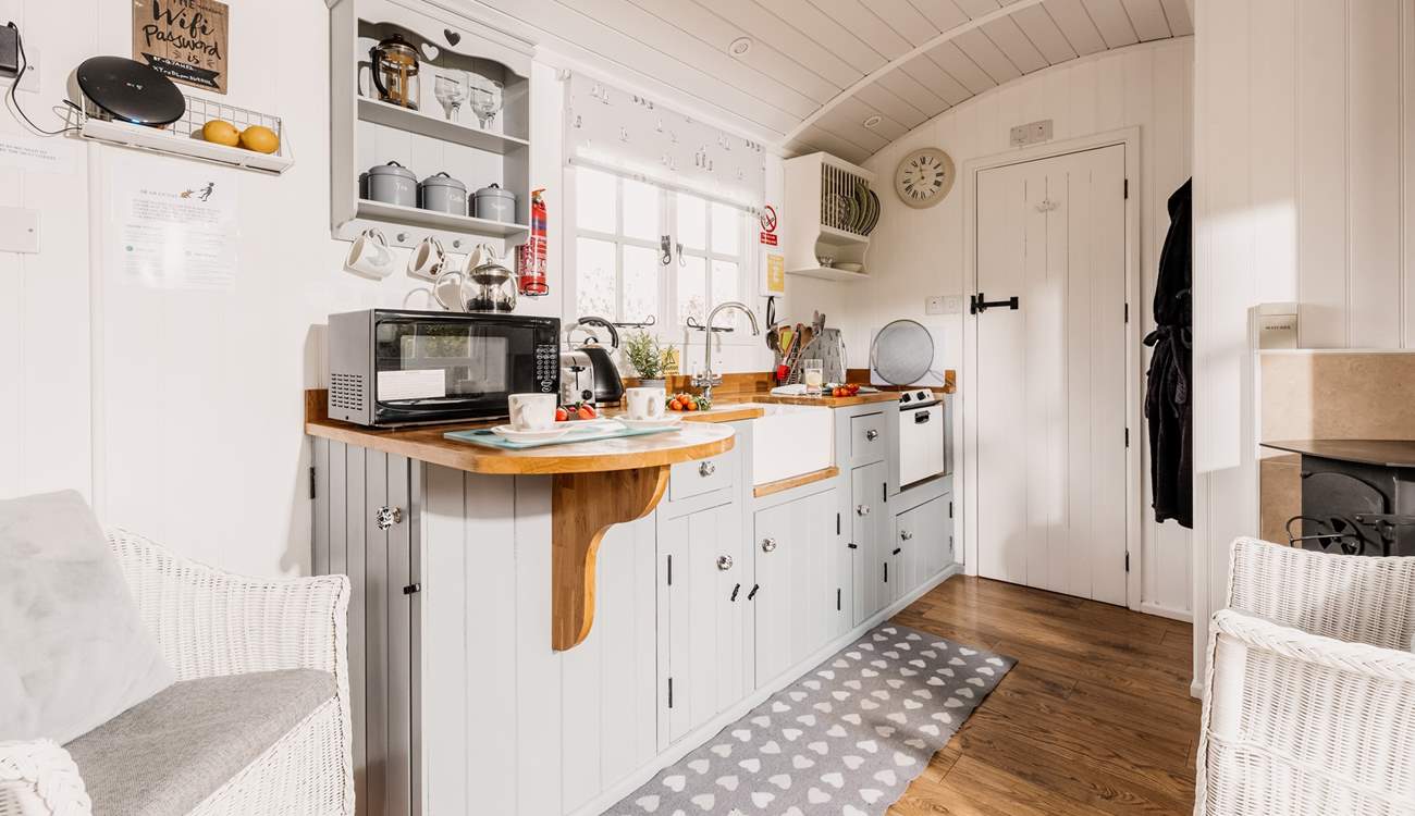 The gorgeous kitchen has everything you'll need and more for a wonderful getaway.
