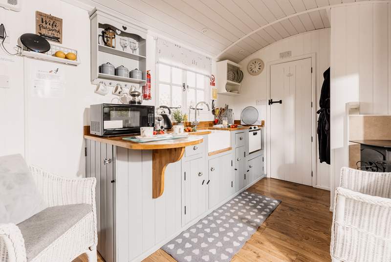 The gorgeous kitchen has everything you'll need and more for a wonderful getaway.