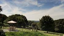 Looking across past the patio area. Rolling countryside as far as the eye can see.