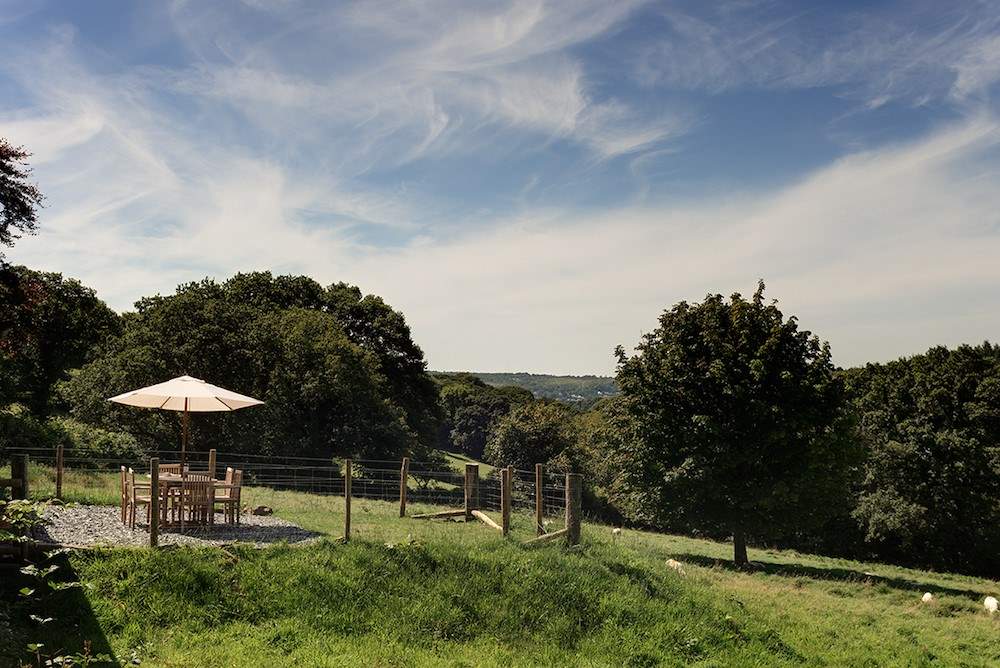 Looking across past the patio area. Rolling countryside as far as the eye can see.