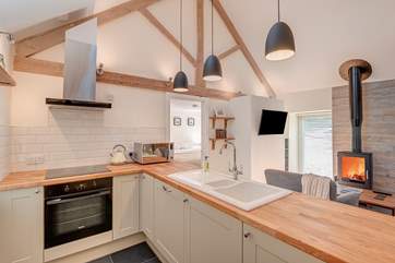 Carefully designed well-equipped kitchen.