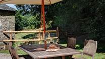 The front door of Dittisham is on the first floor and leads out to the patio and garden.