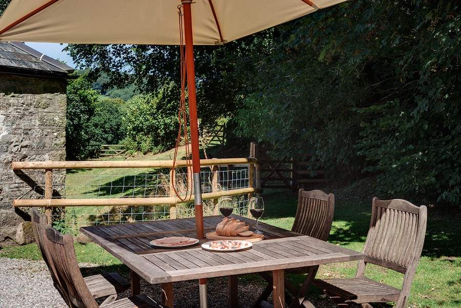 The front door of Dittisham is on the first floor and leads out to the patio and garden.