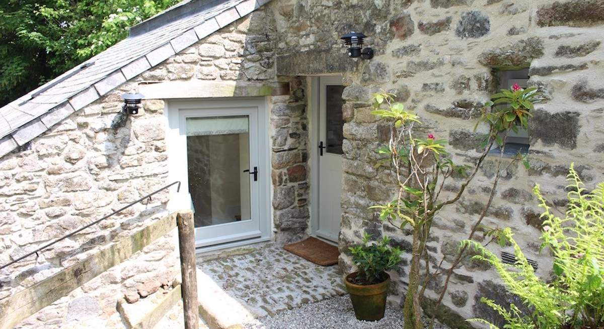 The stone steps leading up to Huckworthy.