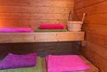 The sauna is in its own purpose-built building just to one side of the Lodge - as is the hot tub.