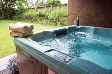 Enjoy the hot tub at Tremornah in your private enclosed garden.