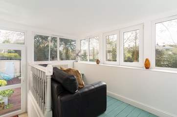 The conservatory is a lovely and light space.