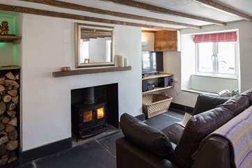A glowing wood-burner for cooler evenings.