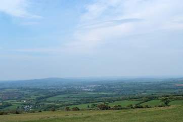 The view of Tavistock from atop a hill on the moor.