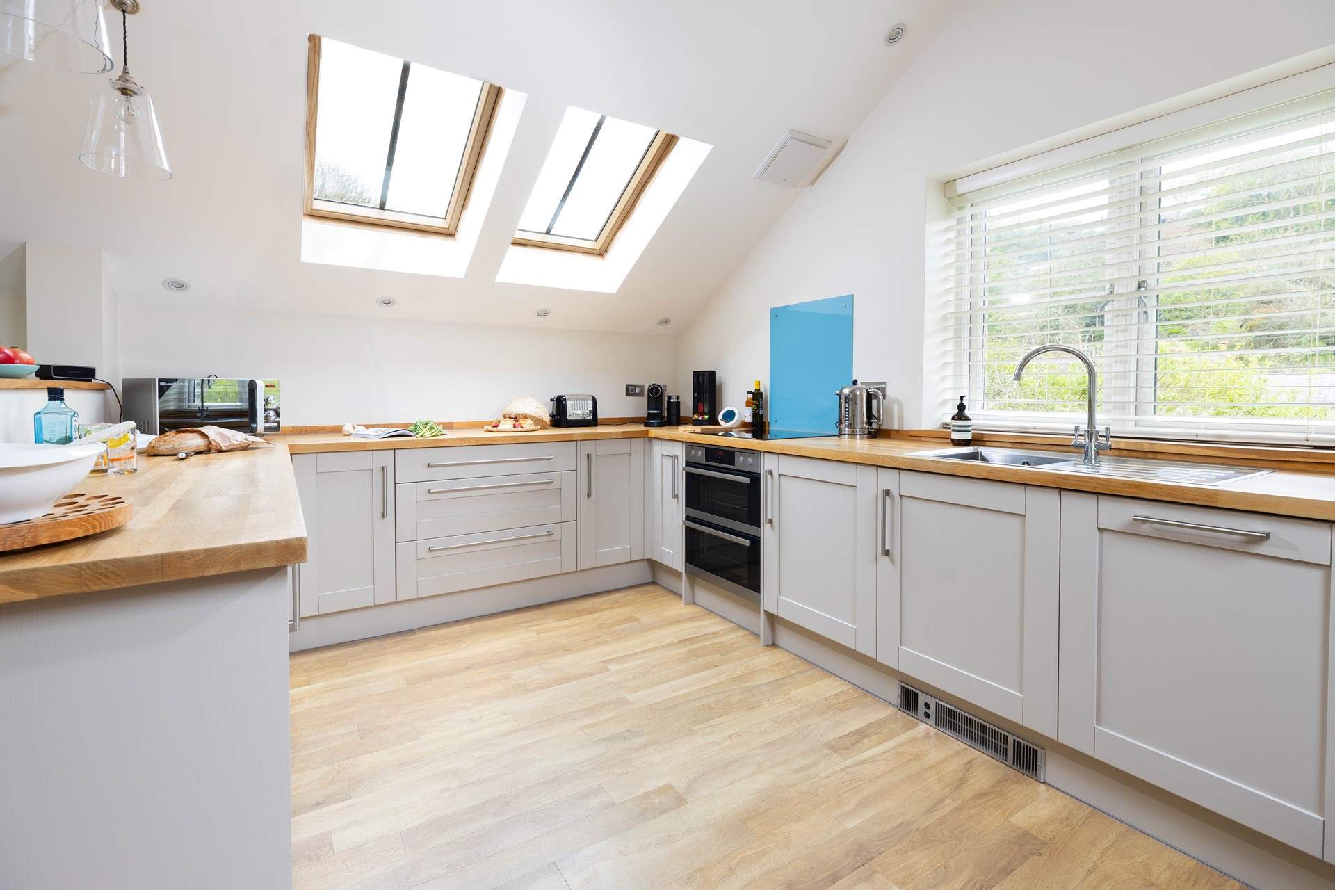 The light and airy living space is very calming. 