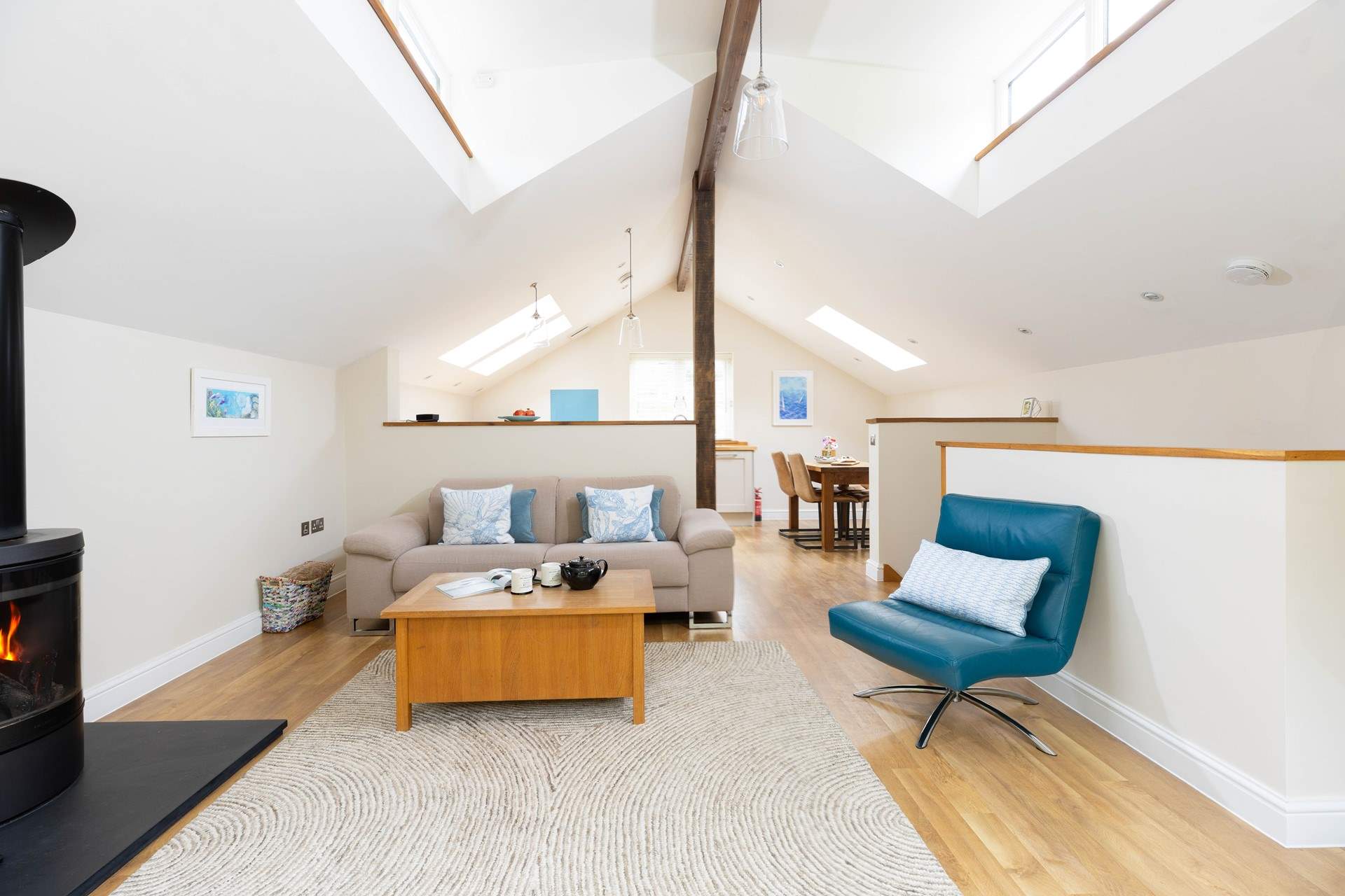 Looking back at your living space on the first floor which has a beautiful outlook.