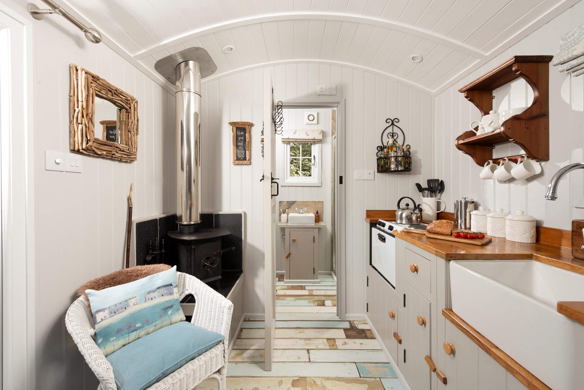 Complete with a wood-burner, The Shepherd's Hut at Georgia Bridge is perfect during every season.