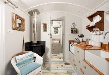 Complete with a wood-burner, The Shepherd's Hut at Georgia Bridge is perfect during every season.