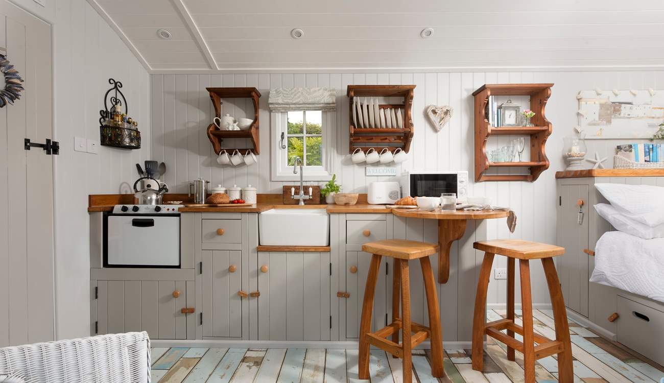 The well-equipped kitchen has everything you'd need for your getaway.