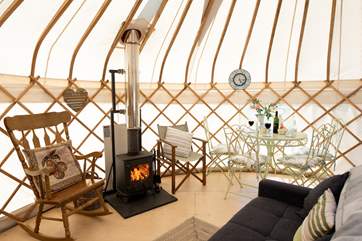 Snuggle up around the wood-burner of an evening, chatting about the day's events.