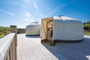 The deck itself is spacious, as well as the meadow it is sat in.