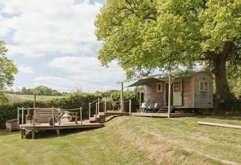 Nestled beneath an ancient oak tree, the setting is simply enchanting. 