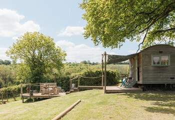 Perched in the rolling countryside, Shepherd's Oak boasts idyllic views of rural green pastures and gentle hills.