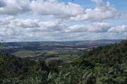 This view is across the Vale of Taunton towards Exmoor, from the top of the Quantock Hills.