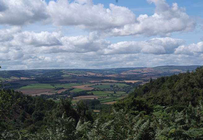 This view is across the Vale of Taunton towards Exmoor, from the top of the Quantock Hills.