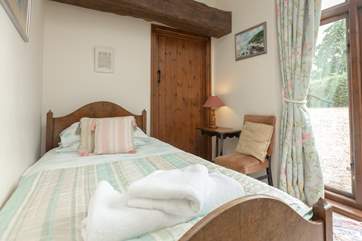 This is the single bedroom, another very comfortable room with views to the front of the cottage.