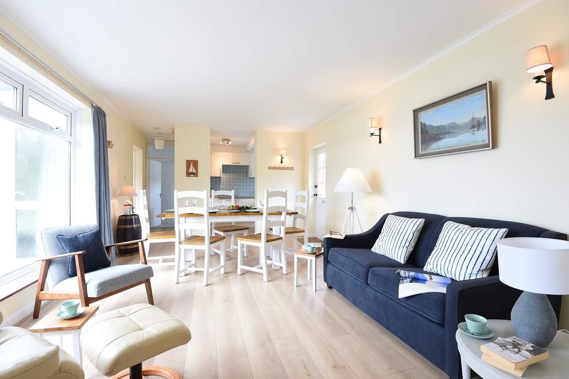 The open plan living area is light and bright.