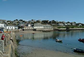 St Mawes, looking from the little pier across to the Idle Rocks Hotel.