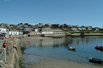 St Mawes, looking from the little pier across to the Idle Rocks Hotel.