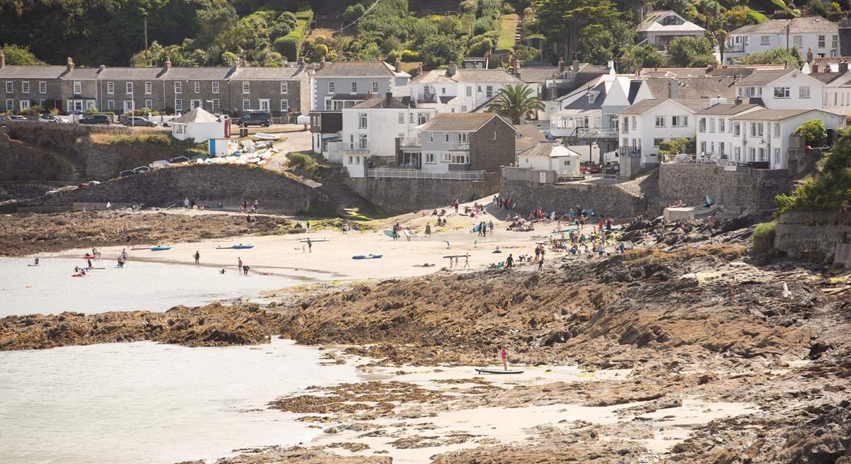 The stunning beach at Portscatho at low tide.