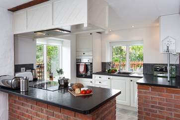 The kitchen is lovely and light.