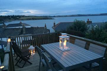 Dusk is a wonderful time to sit and relax on the deck.