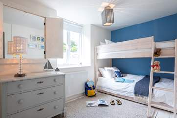 The bespoke captain's bunk-beds in the second bedroom.