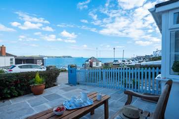 The stunning view towards Nare head and Gull rock from the front of the cottage.