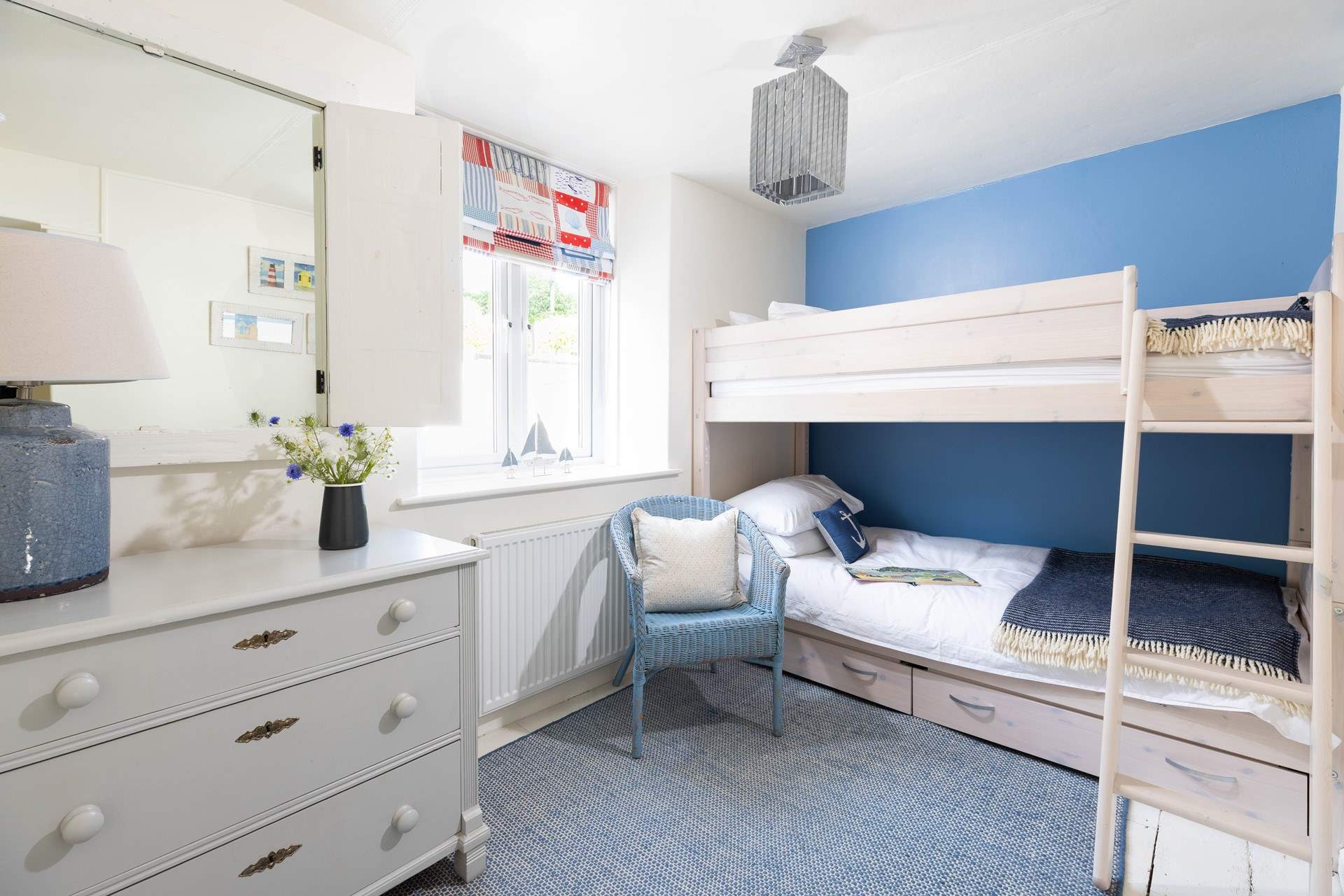The bespoke captain's bunk-beds in the second bedroom.