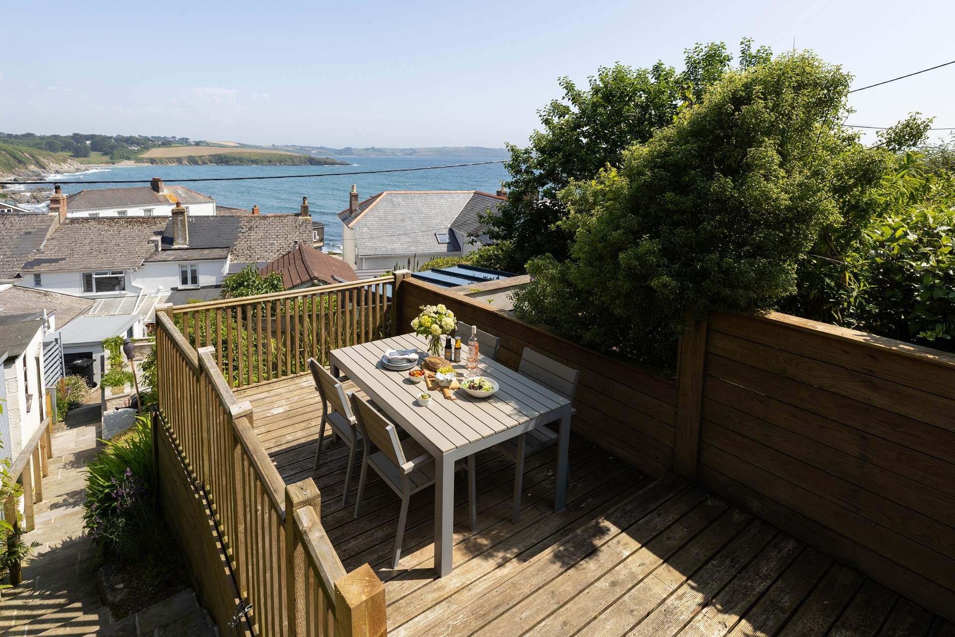 The top deck is fenced but take care with children as accessed by a flight of steps.