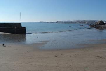 Polkerris beach is lovely and sandy as the tide drops back.