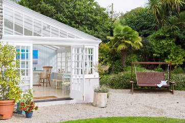 The conservatory at the side of the house.