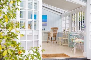 Looking back into the pretty conservatory.