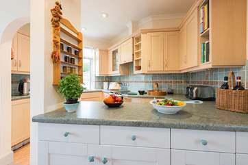 The kitchen area.