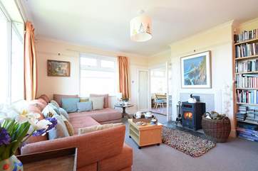 A roaring wood-burner in the sitting-room.